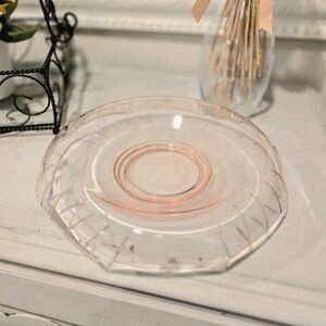 Vintage Pink Depression Glass Console Bowl Plate Platter Rolled Edge, 11 Inches